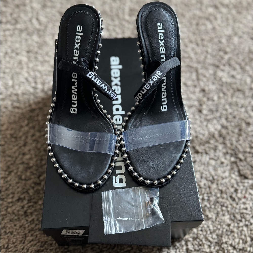 Alexander Wang Black and Silver Studded Sandals